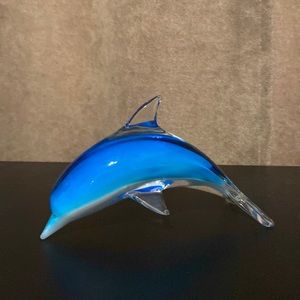 BLUE Blown Glass Dolphin from The Bahamas